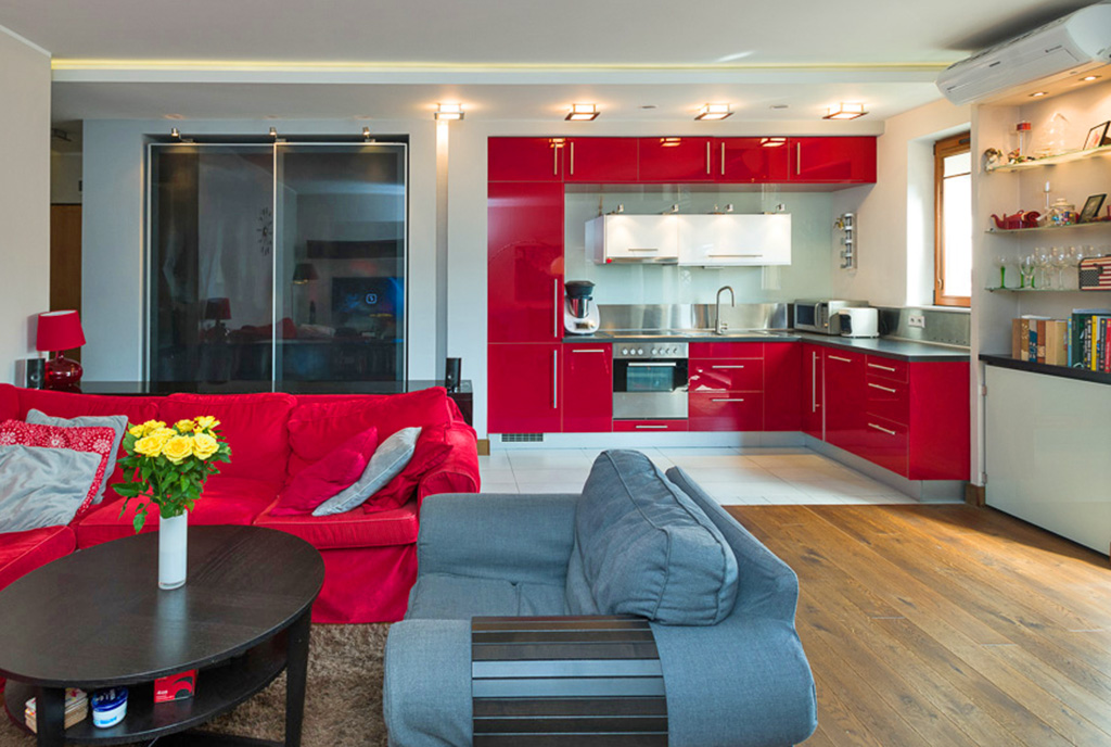 widok na aneks kuchenny w luksusowym apartamencie do sprzedaży Kraków