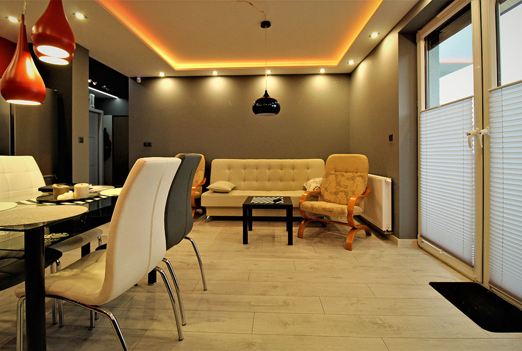 fragment salonu w luksusowym apartamencie do wynajmu Kraków