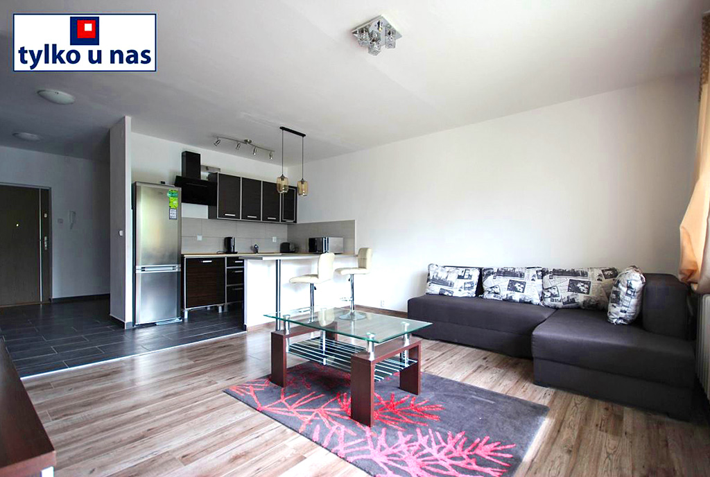 widok z salonu na aneks kuchenny w luksusowym apartamencie do wynajmu Szczecin