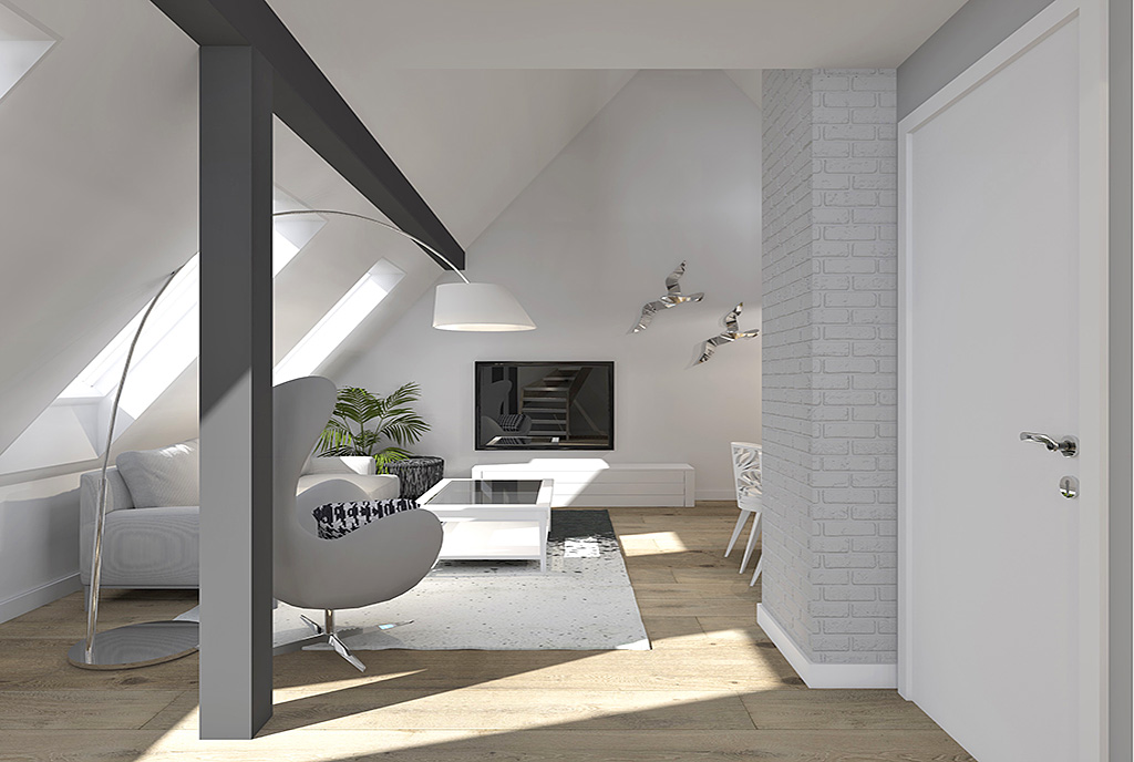 widok na salon w luksusowym apartamencie do sprzedaży Szczecin