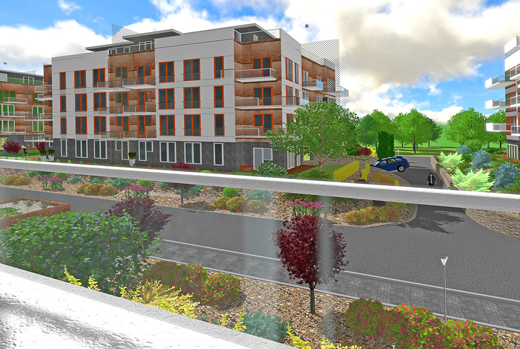 widok na okolicę z tarasu luksusowego apartamentu do sprzedaży Częstochowa