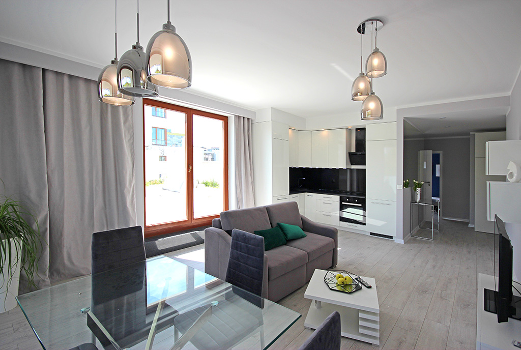 ekskluzywny salon w luksusowym apartamencie do wynajęcia Szczecin