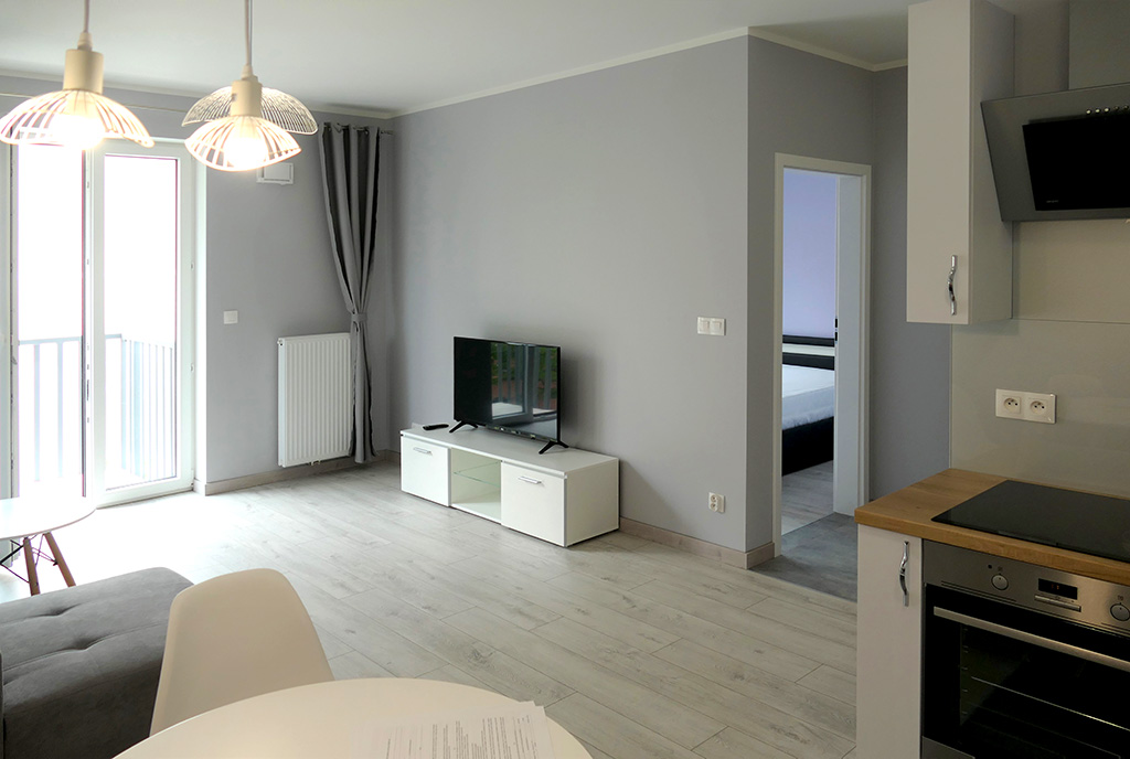 elegancki salon w ekskluzywnym apartamencie do wynajęcia Szczecin