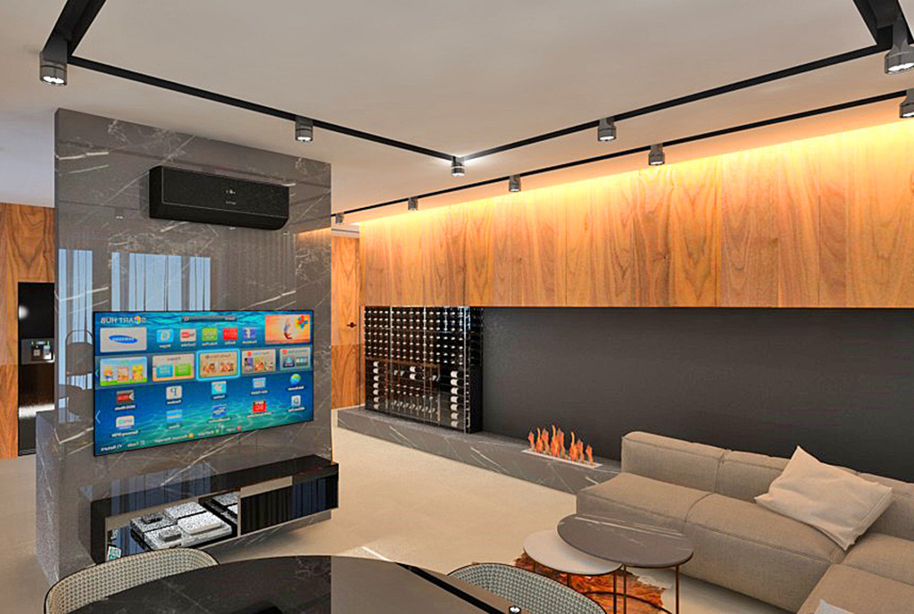 nowoczesny, designerski salon w ekskluzywnym apartamencie do sprzedaży Piotrków Trybunalski