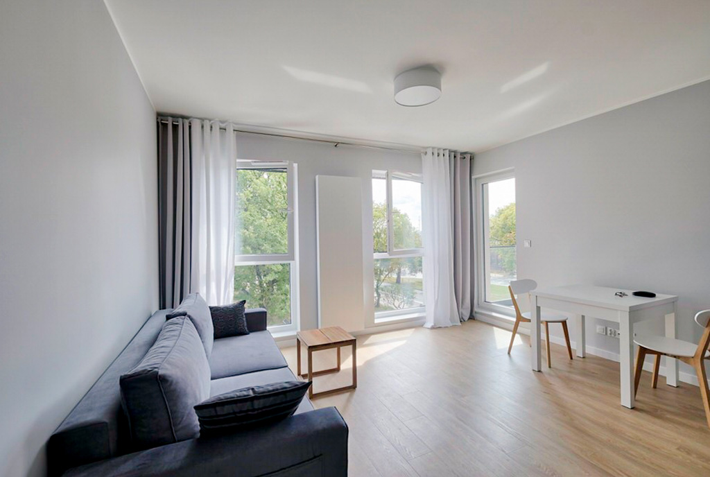 przestronny salon w ekskluzywnym apartamencie do wynajęcia Szczecin