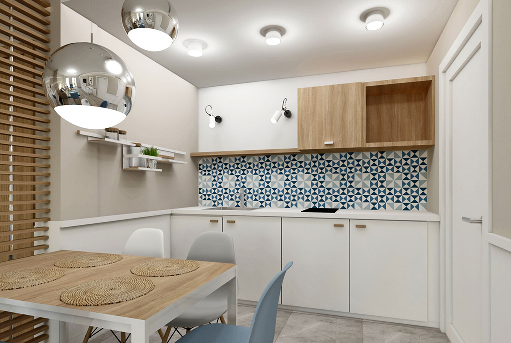 jadalnia i kuchnia w luksusowym apartamencie na sprzedaż nad morzem