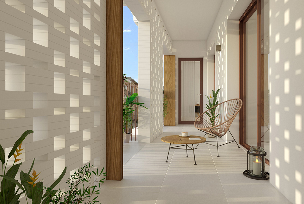 widok na taras przy luksusowym apartamencie do sprzedaży Hiszpania (Orihuel)