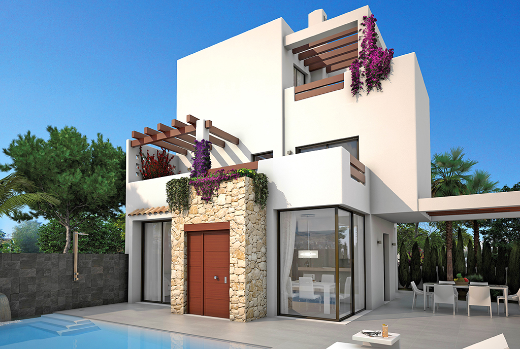 widok od strony basenu na ekskluzywną willę do sprzedaży Hiszpania (Ciudad Quesad)