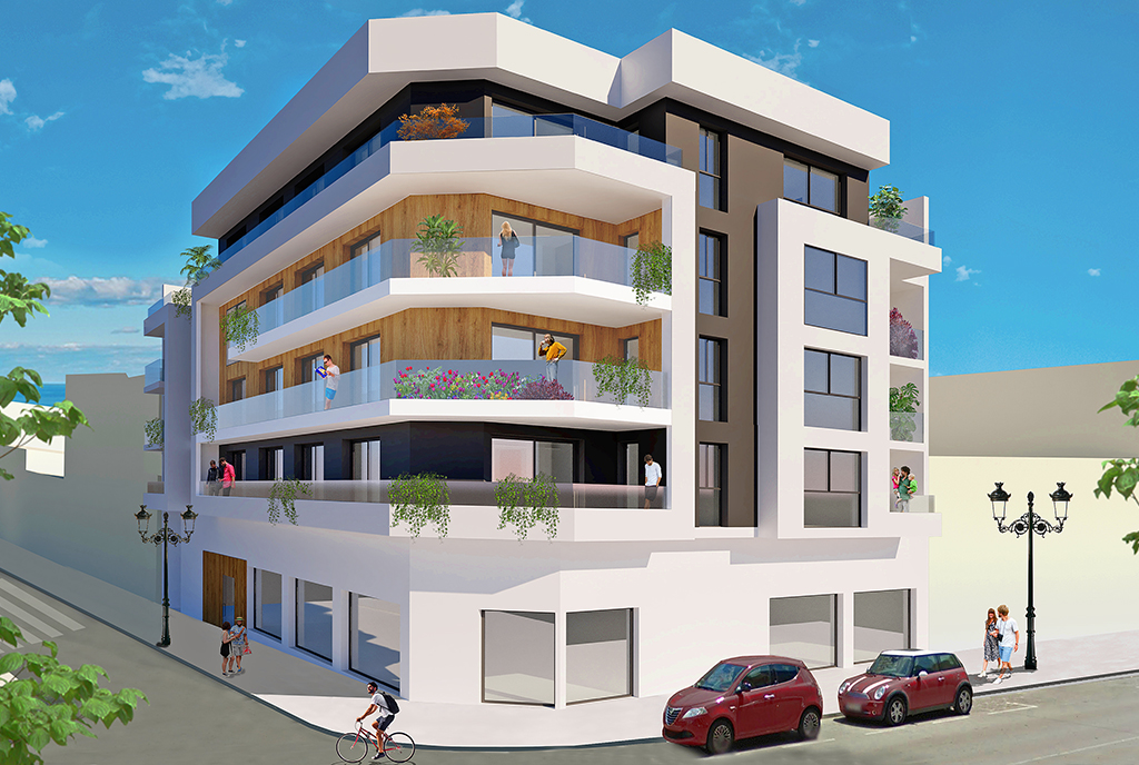 komfortowy apartamentowiec, w którym znajduje się oferowany na sprzedaż luksusowy apartament Guardamar De Segur (Hiszpania)