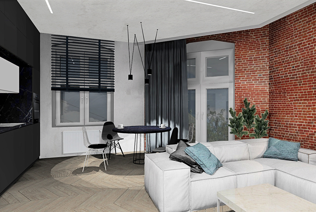 fragment komfortowego salonu w luksusowym apartamencie na sprzedaży Szczecin