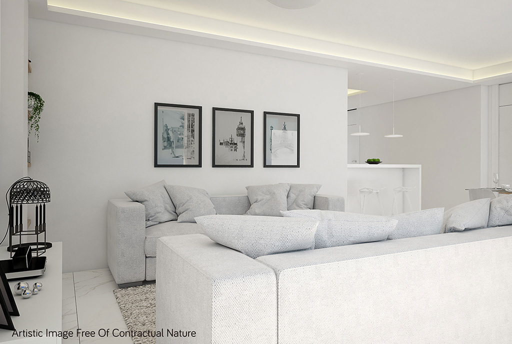 fragment prestiżowego salonu w ekskluzywnym apartamencie na sprzedaż Hiszpania (Guardamar De Segur)