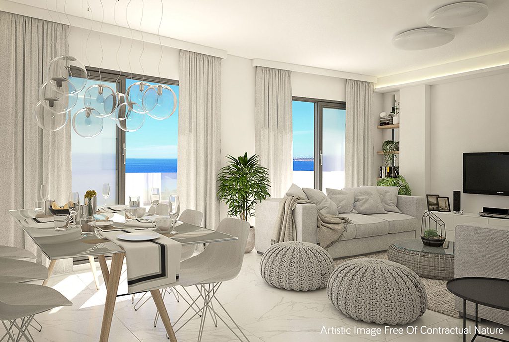 słoneczny salon w ekskluzywnym apartamencie do sprzedaży Hiszpania (Guardamar De Segur)