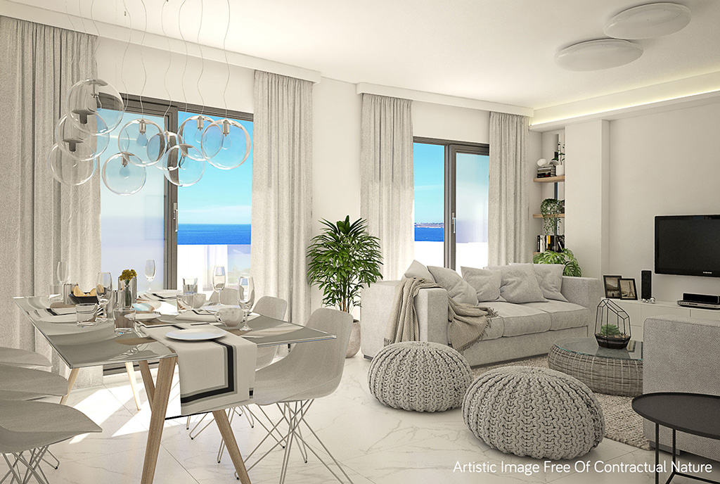 słoneczny salon w ekskluzywnym apartamencie do sprzedaży Hiszpania (Guardamar De Segur)