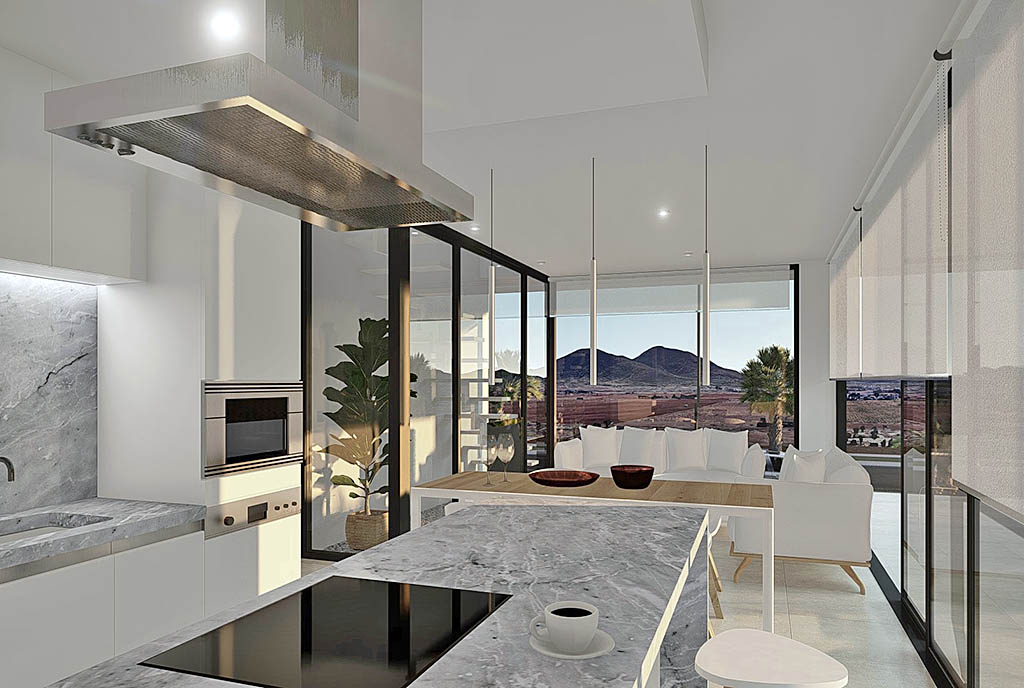 kuchnia w zabudowie w luksusowej willi na sprzedaż Hiszpania (Mar de Cristal)