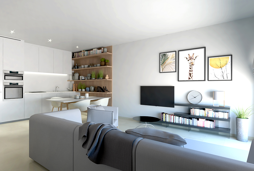 nowoczesny design salonu w ekskluzywnej willi do sprzedaży Hiszpania (San Pedro Del Pinata)