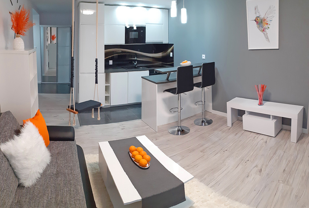 nowocześnie zabudowana kuchnia w ekskluzywnym apartamencie do sprzedaży Kraków