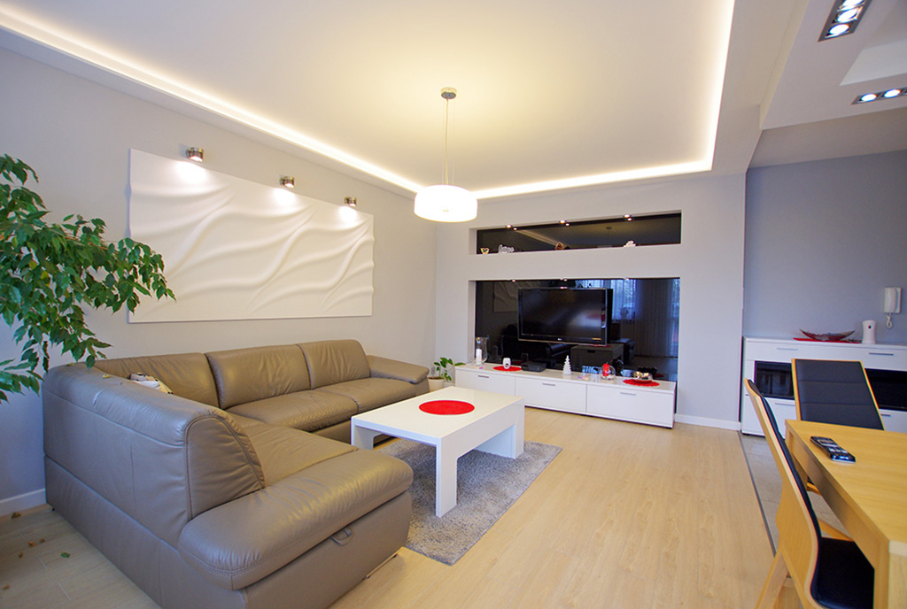 widok na salon w luksusowym apartamencie na sprzedaż Legnica (okolice)
