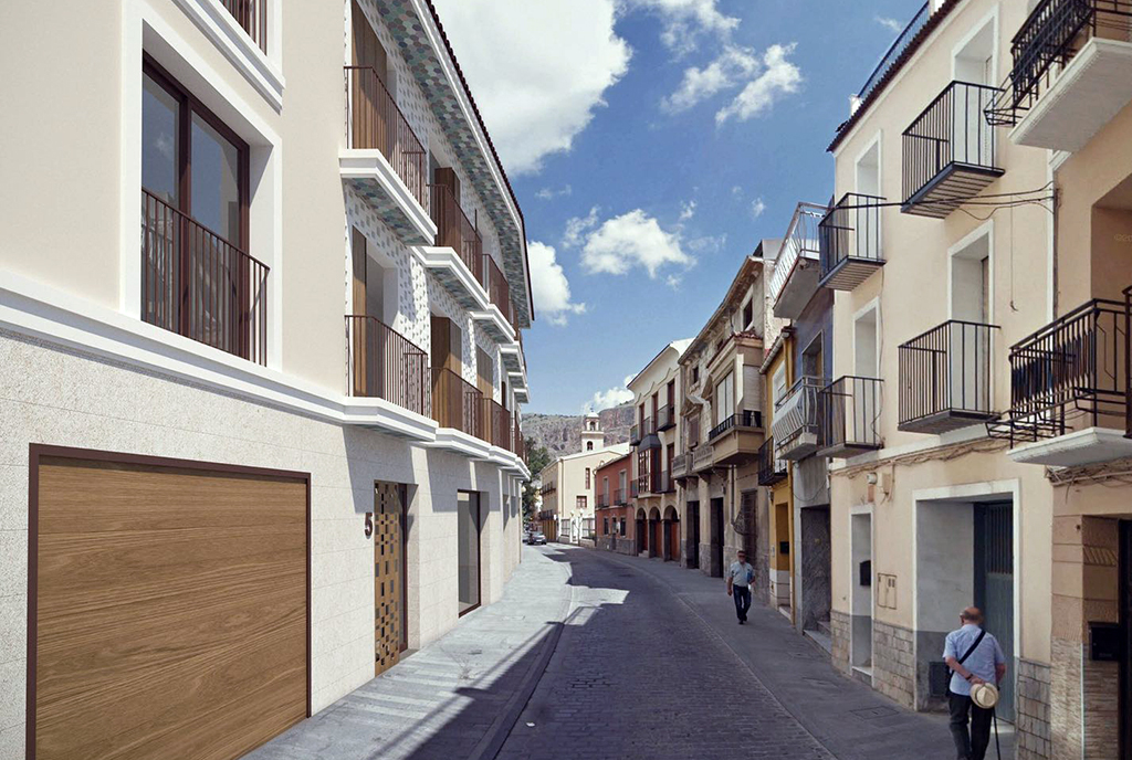 widok od strony ulicy na osiedle, na którym znajduje się oferowany na sprzedaż luksusowy apartamencie Hiszpania (Orihuel)