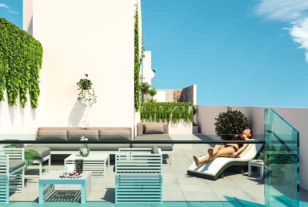 komfortowy taras przy ekskluzywnym apartamencie do sprzedaży Hiszpania (Torreviej)