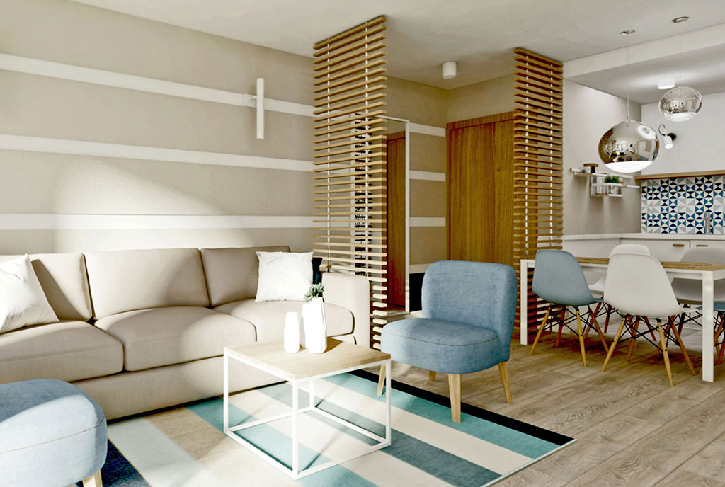 komfortowe wnętrze ekskluzywnego apartamentu do sprzedaży nad morzem