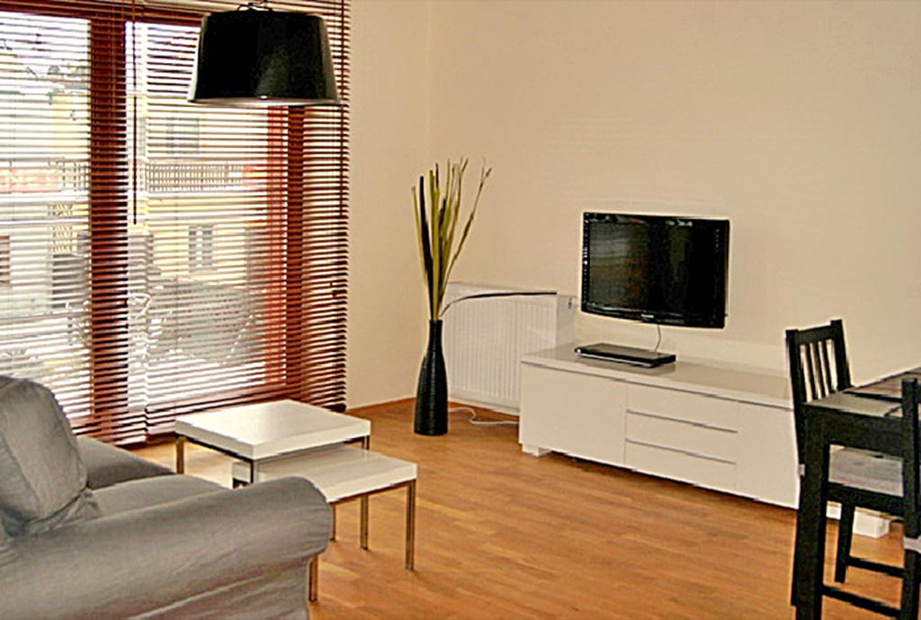 komfortowy pokój dzienny w ekskluzywnym apartamencie na wynajem nad morzem