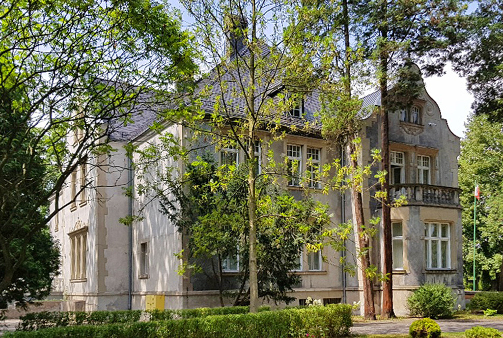 widok od strony wejścia do luksusowej willi na sprzedaż Żary (okolice)