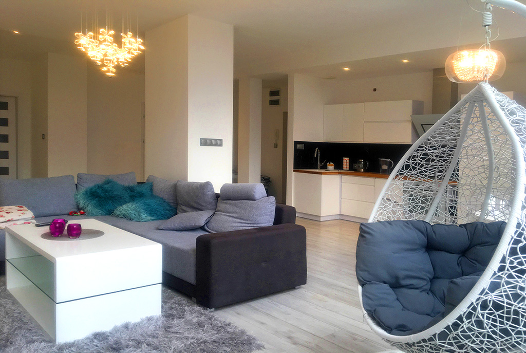luksusowy salon w ekskluzywnym apartamencie na wynajem Szczecin