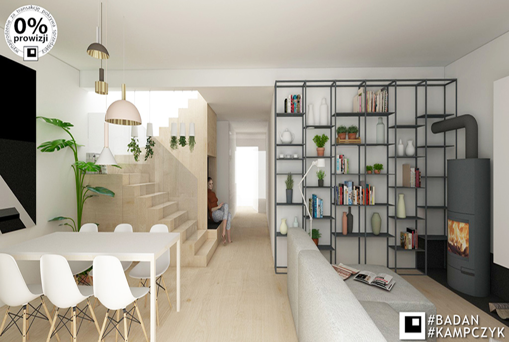 salon zaprojektowane w nowoczesnym stylu w luksusowej willi na sprzedaż Katowice