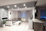 efektownie oświetlony salon w ekskluzywnym apartamencie do sprzedaży Kalisz