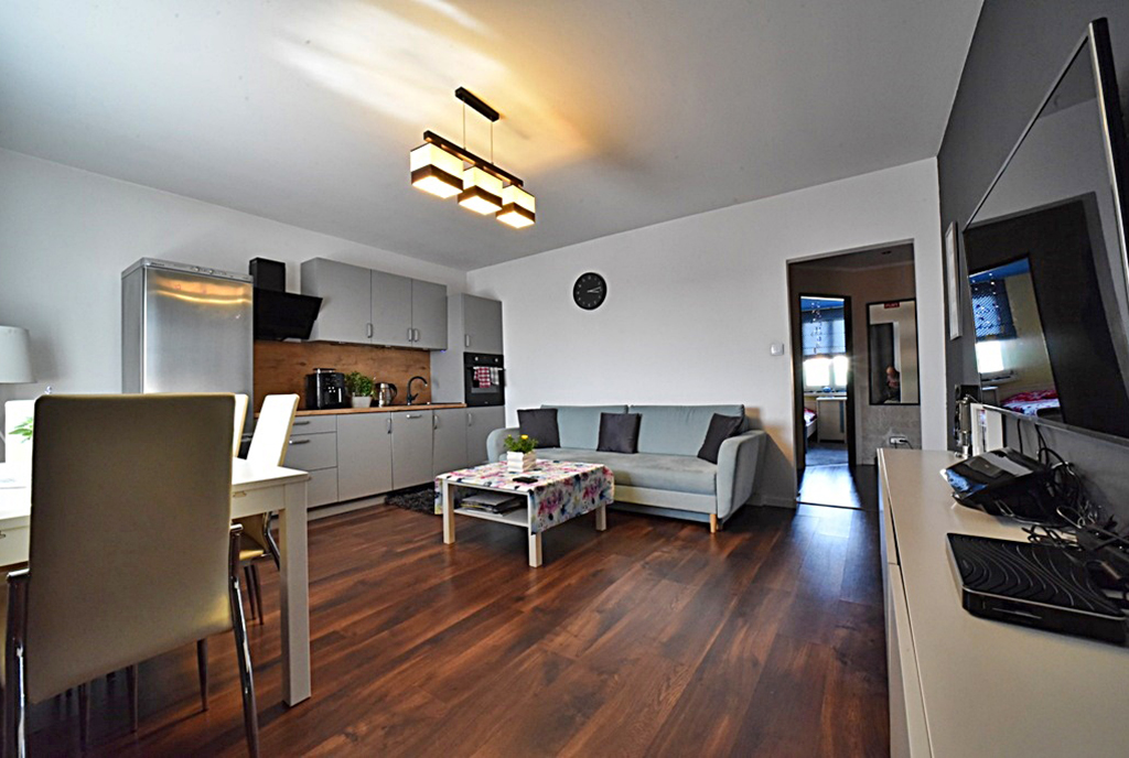 nowoczesny salon w ekskluzywnym apartamencie do sprzedaży Bolesławiec