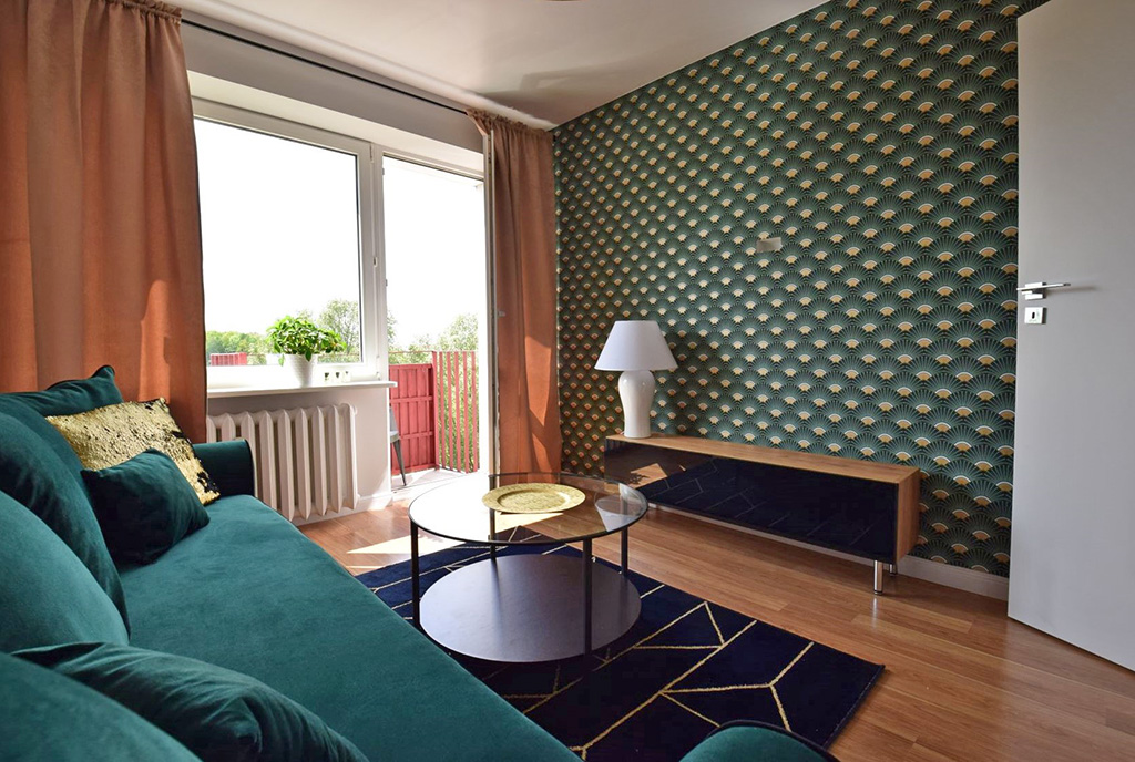 widok z innej perspektywy na salon w luksusowym apartamencie do sprzedaży Lublin