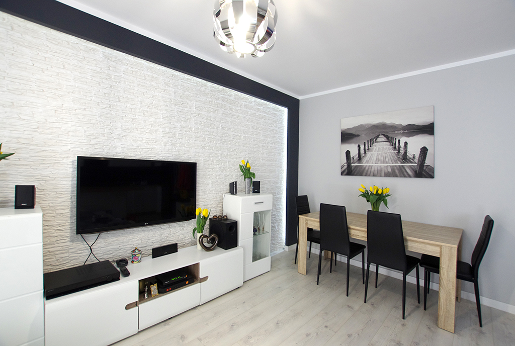 nowoczesny salon w ekskluzywnym apartamencie do wynajęcia Legnica (okolice)