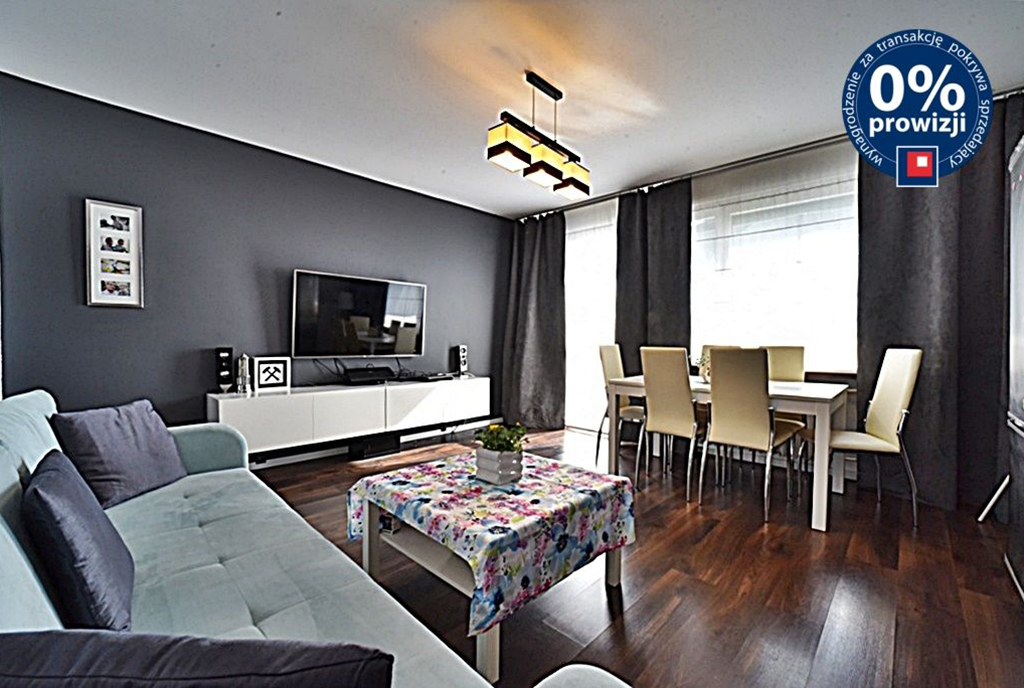 zaaranżowany w nowoczesnym designie salon w luksusowym apartamencie do sprzedaży Bolesławiec