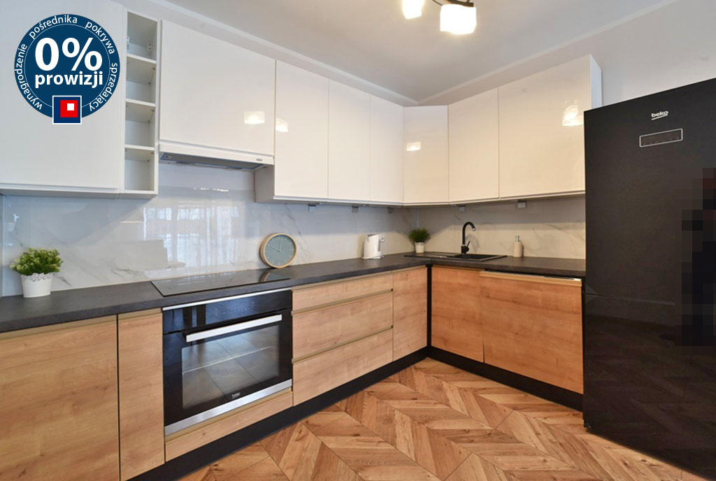 kuchnia w nowoczesnej zabudowie w luksusowym apartamencie do wynajmu Bolesławiec