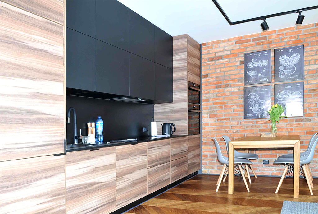 nowoczesna zabudowa kuchni w luksusowym apartamencie na sprzedaż Szczecin