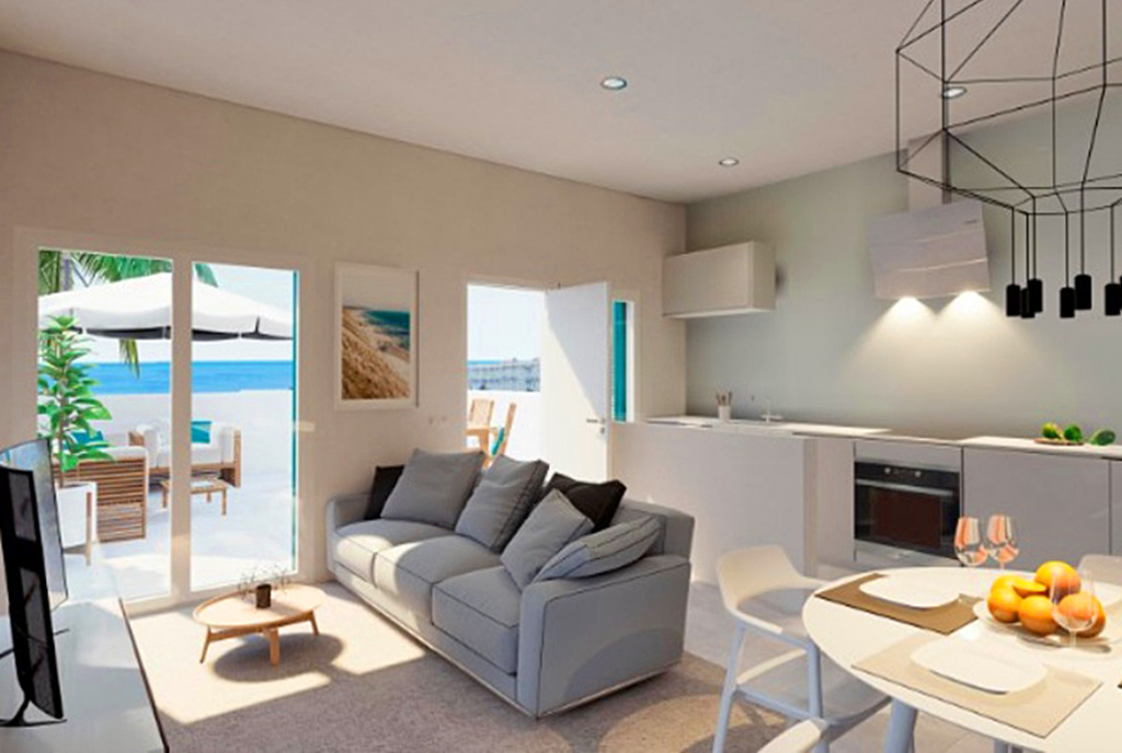 komfortowy salon w ekskluzywnym apartamencie na sprzedaż Hiszpania