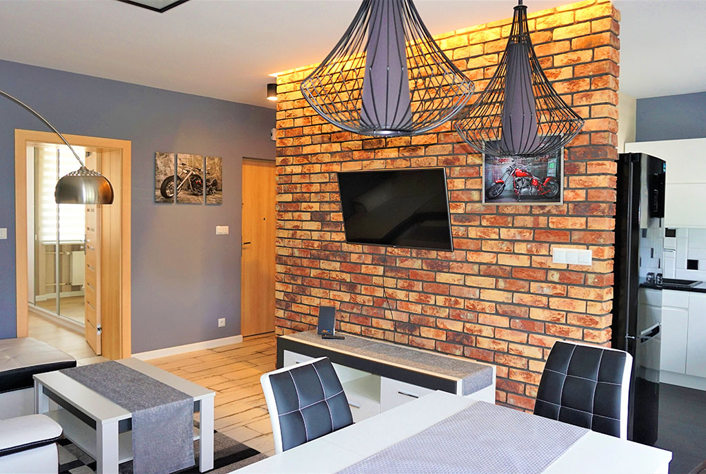 nowocześnie zaprojektowany salon w ekskluzywnym apartamencie do sprzedaży Częstochowa