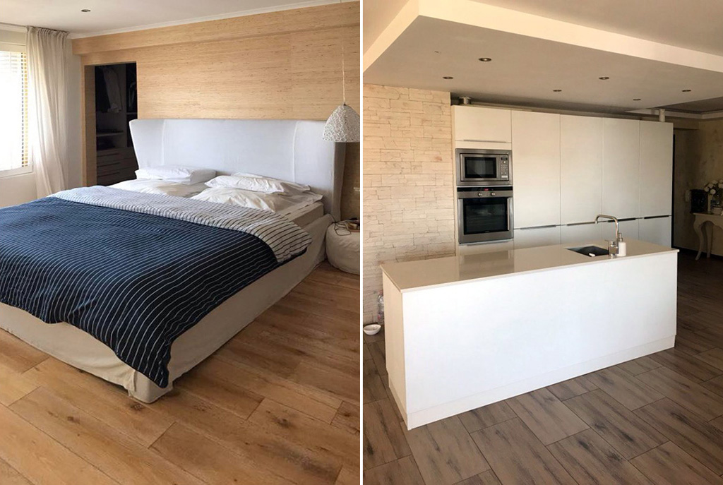 widok na sypialnię oraz kuchnię w luksusowym apartamencie do sprzedaży Bułgaria