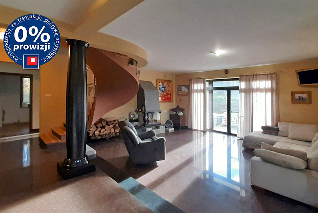 zaprojektowany w modnym stylu salon w luksusowej willi na sprzedaż Wałbrzych (okolice)