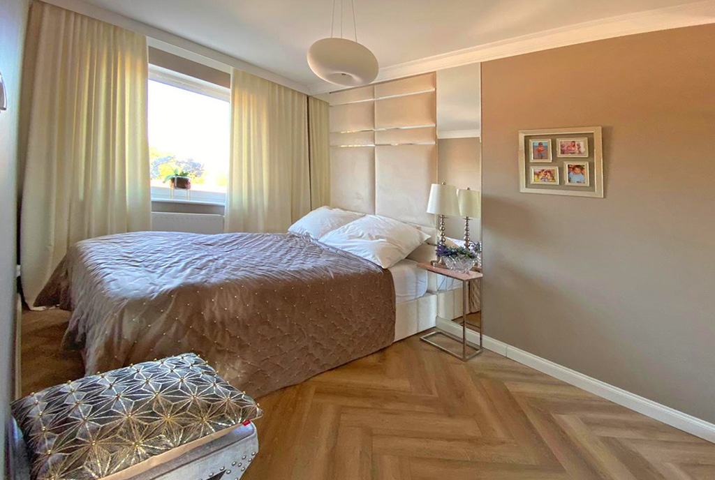 zaciszna sypialnia w ekskluzywnym apartamencie na sprzedaż Szczecin