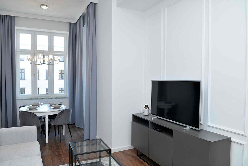 inna strona luksusowego salonu w ekskluzywnym apartamencie do wynajmu Szczecin