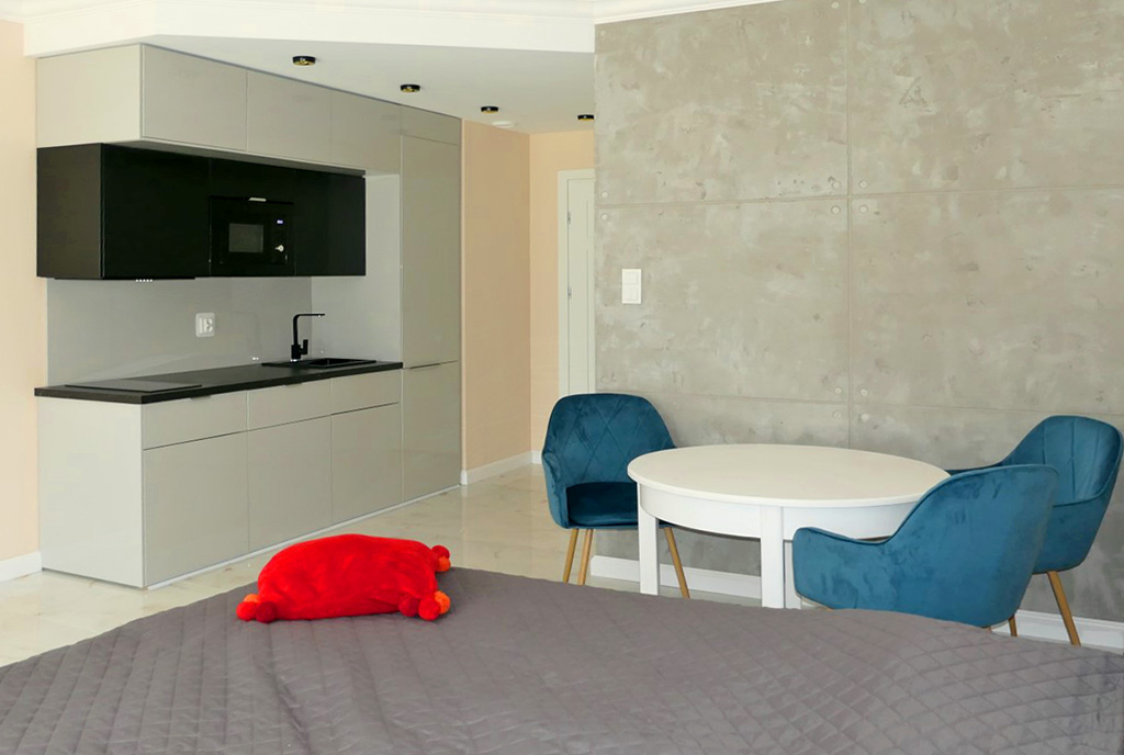 nowocześnie zaaranżowany salon w ekskluzywnym apartamencie do wynajęcia Gdańsk