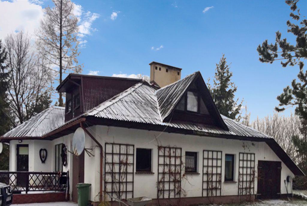 widok od strony tarasu na luksusową wille do sprzedaży Wieluń okolice