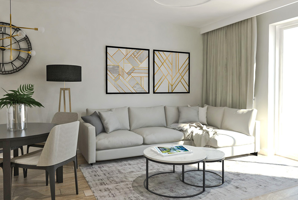 zbliżenie na salon w ekskluzywnym apartamencie na sprzedaż Ostrów Wielkopolski