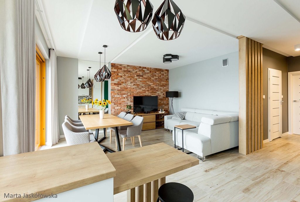futurystyczny design salonu w ekskluzywnym apartamencie do wynajęcia Piotrków Trybunalski