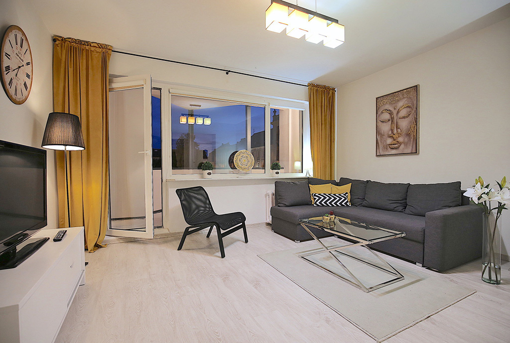 ciekawie zaaranżowany salon w ekskluzywnym apartamencie do wynajęcia Szczecin