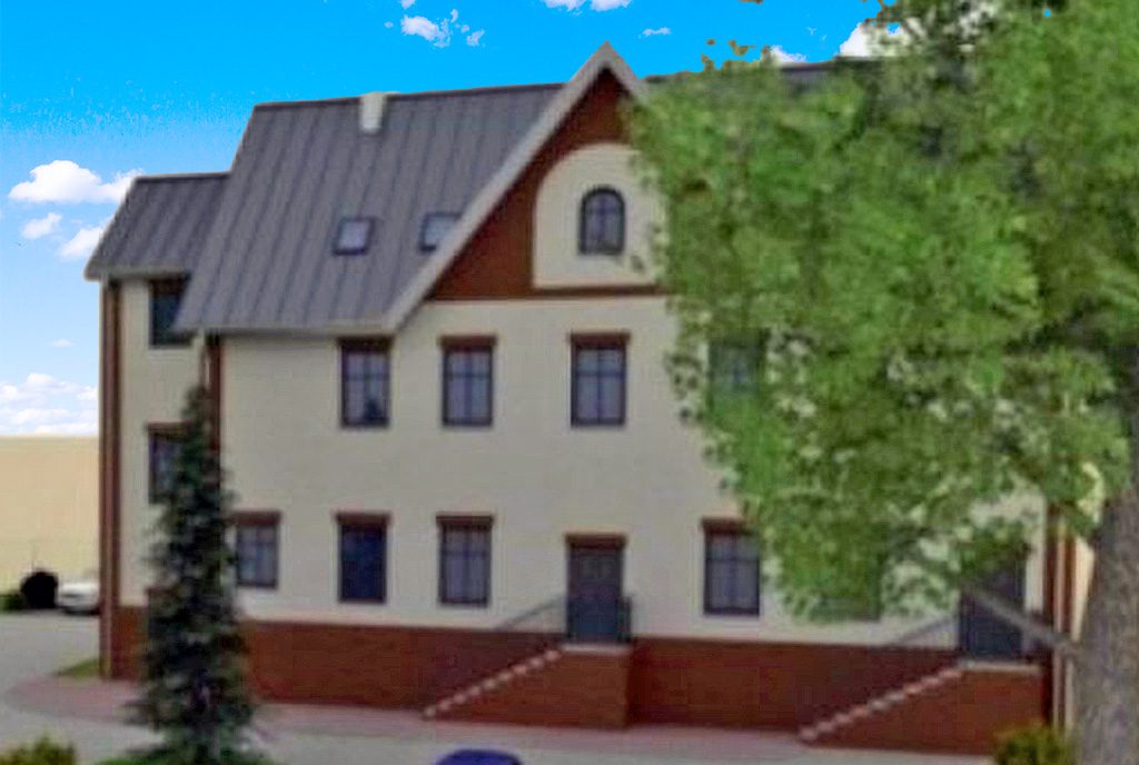 zbliżenie na wejście do ekskluzywnej willi na sprzedaż Głogów (okolice)