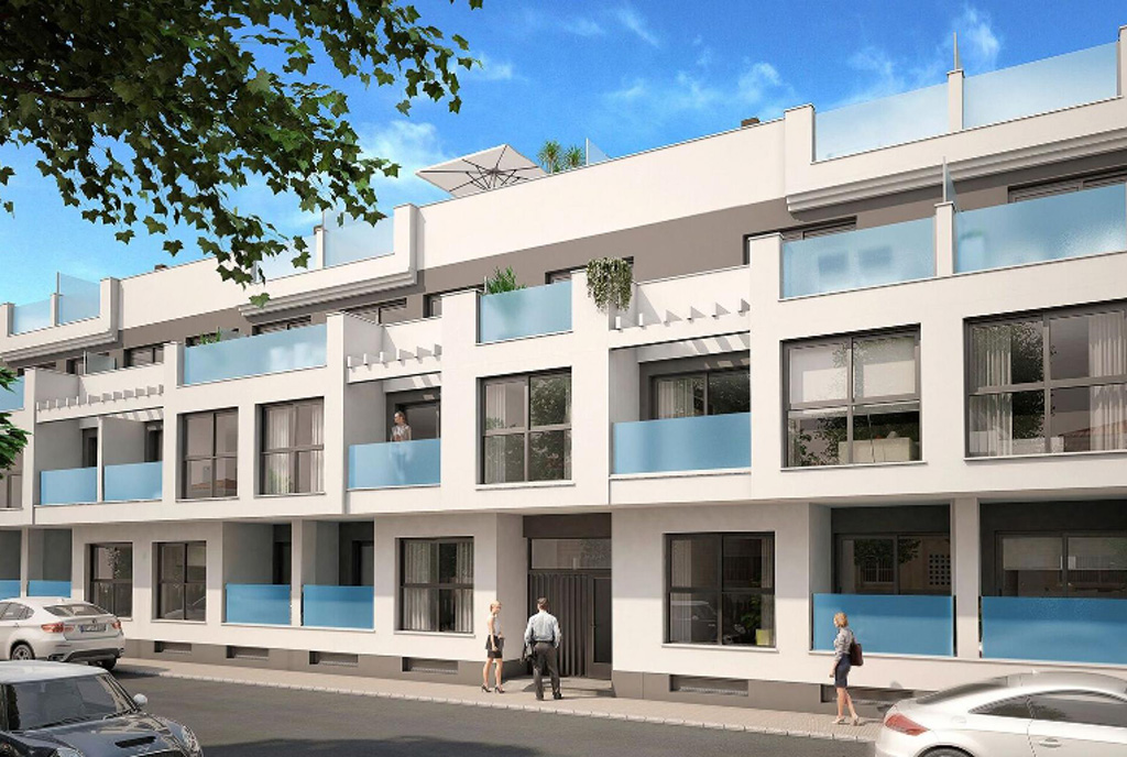 widok na apartamentowiec, gdzie znajduje się oferowany na sprzedaż luksusowy apartament hiszpania (costa blanca, torrevieja)
