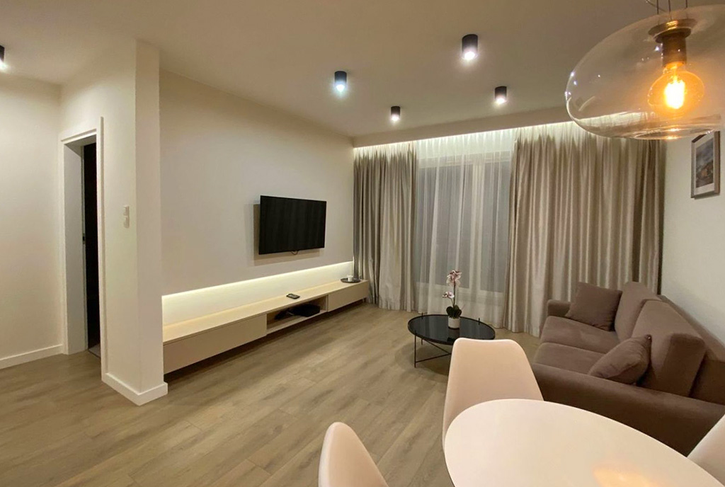 zbliżenie na salon w luksusowym apartamencie do wynajmu Szczecin