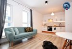 widok z salonu na aneks kuchenny w luksusowym apartamencie na sprzedaż Lublin